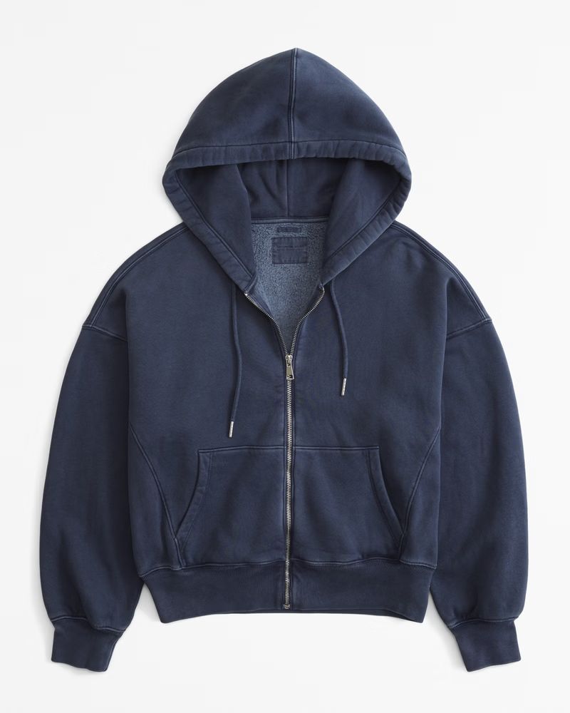 Women's Essential Ribbed Sunday Hooded Full-Zip | Women's Tops | Abercrombie.com | Abercrombie & Fitch (US)