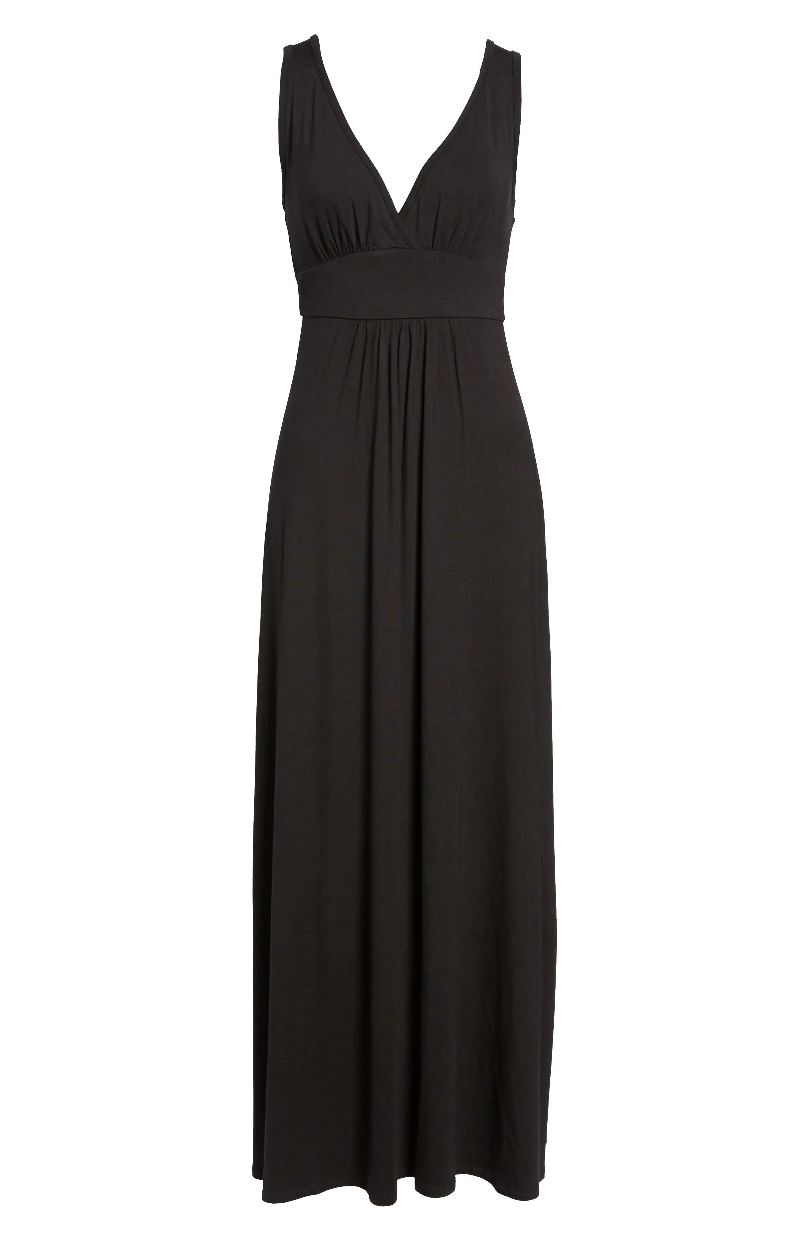 Women's Loveappella V-Neck Jersey Maxi Dress, Size X-Large - Black | Nordstrom