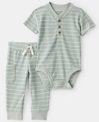 Carter's Baby Boys' Stripe Thermal Short-Sleeve Bodysuit and Pants, 2-Piece Set - Macy's | Macy's