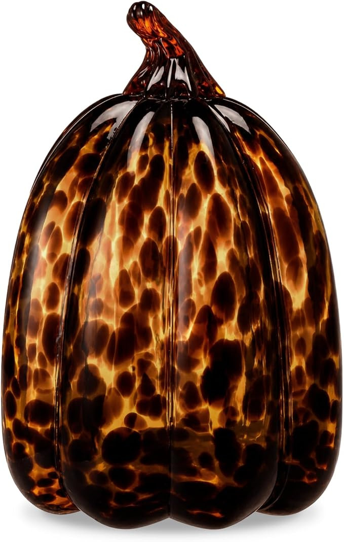 1 Pcs Tortoiseshell Glass Pumpkin Halloween Decor, Large | Amazon (US)