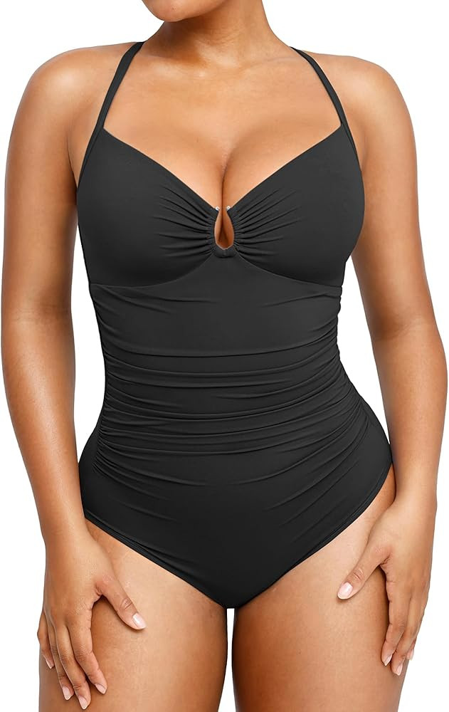 SHAPELLX Womens Swimsuits Tummy Control Bathing Suit Slimming One Piece U-Ring Shapewear Swimwear... | Amazon (US)