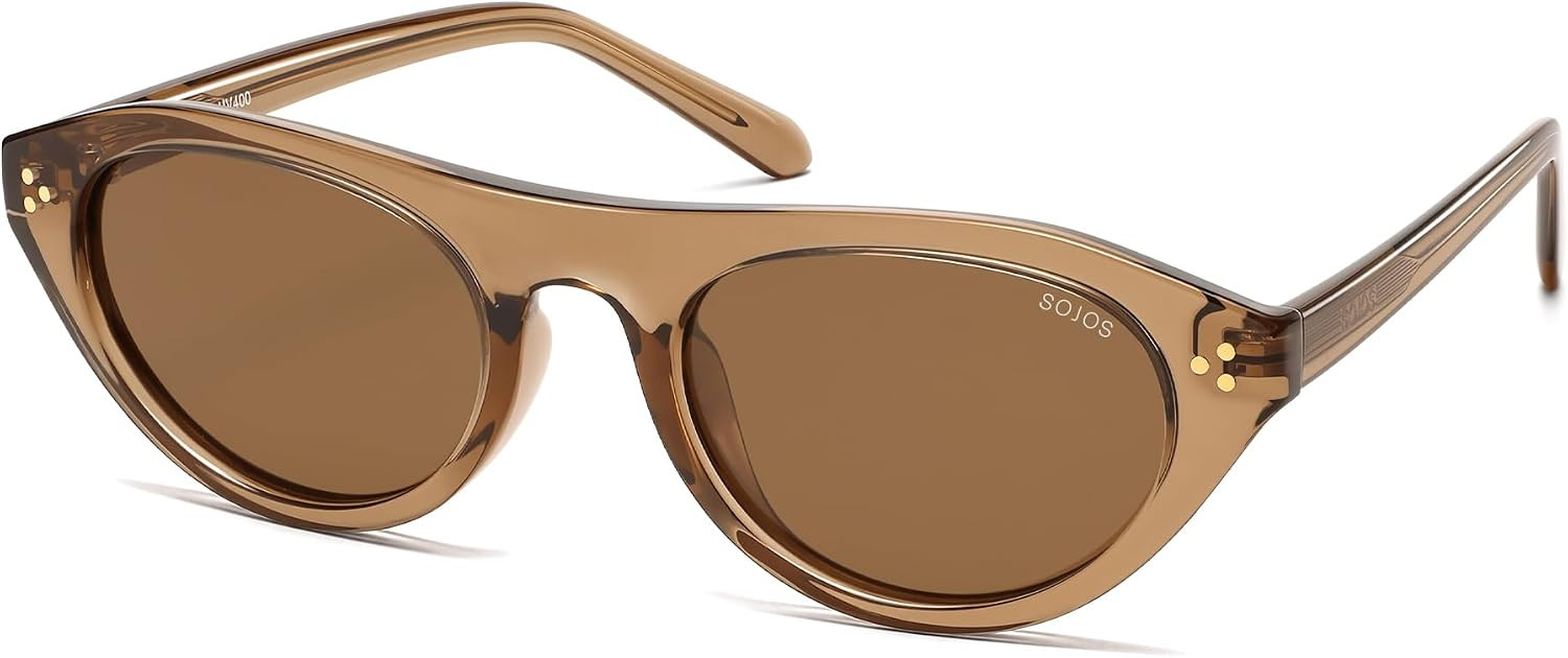 SOJOS Polarized Retro Oval Cat Eye Sunglasses for Women, 90s Small Y2K Vintage TR90 Sun Glasses SJ2727 | Amazon (US)