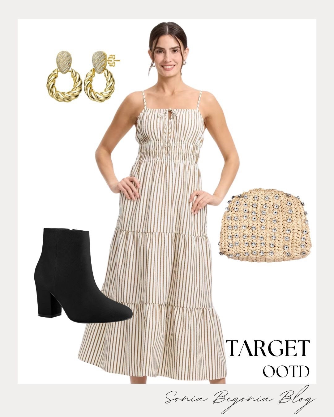 Target Spring Style! 🌾

Elevate your seasonal wardrobe with this effortless and chic spring look from Target—all under $50! ✨

I am obsessed with the neutral, breezy vibe of this striped tiered maxi dress. It is the perfect piece for a casual brunch or a sunny outdoor stroll. I love pairing it with classic black accessories for a pop of contrast: sleek block-heel ankle boots and a uniquely textured, embellished straw clutch. Finish the look with these bold, twisted gold hoop earrings for a touch of polished glam!

#TargetStyle
#TargetFinds
#SpringOOTD
#MaxiDress
#StripedDress
#SpringFashion
#AffordableStyle
#EverydayChic
#TargetFashion
#LTKStyle
#BudgetFriendly
#BohoStyle
#AnkleBoots
#SpringOutfits
#TargetUnder50

#LTKootd #LTKSeasonal #LTKgrwm