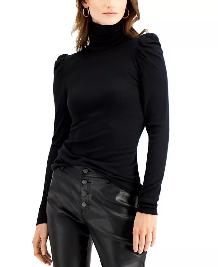 Women's Puff-Sleeve Turtleneck Top, Created for Macy's | Macys (US)