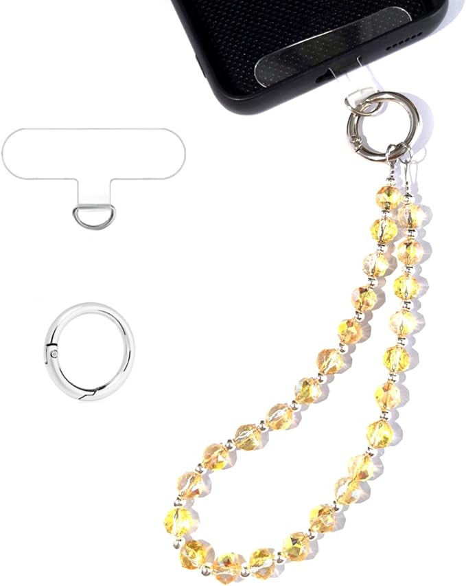Acofect Crystal Beaded Phone Wrist Strap Charm Chain Wristlet Cellphone Lanyard Bracelet Keychain... | Amazon (US)