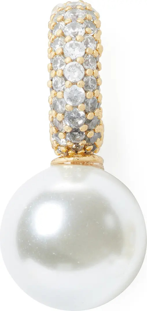 imitation pearl pavé huggie hoop earrings | Nordstrom