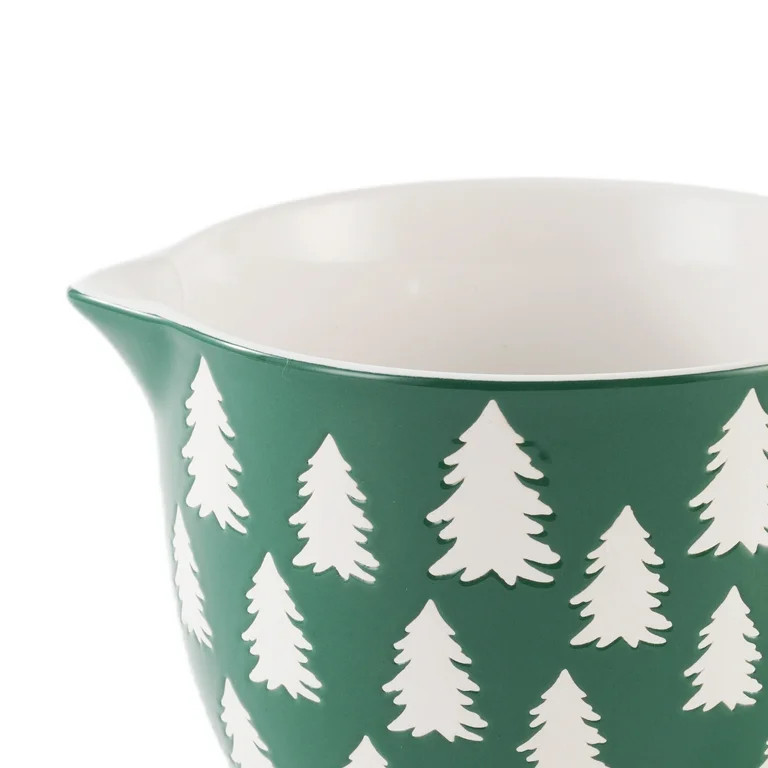 Holiday Time 2-Piece Tree Glazed Stoneware Batter Bowl & Spatula Set, Bakeware | Walmart (US)