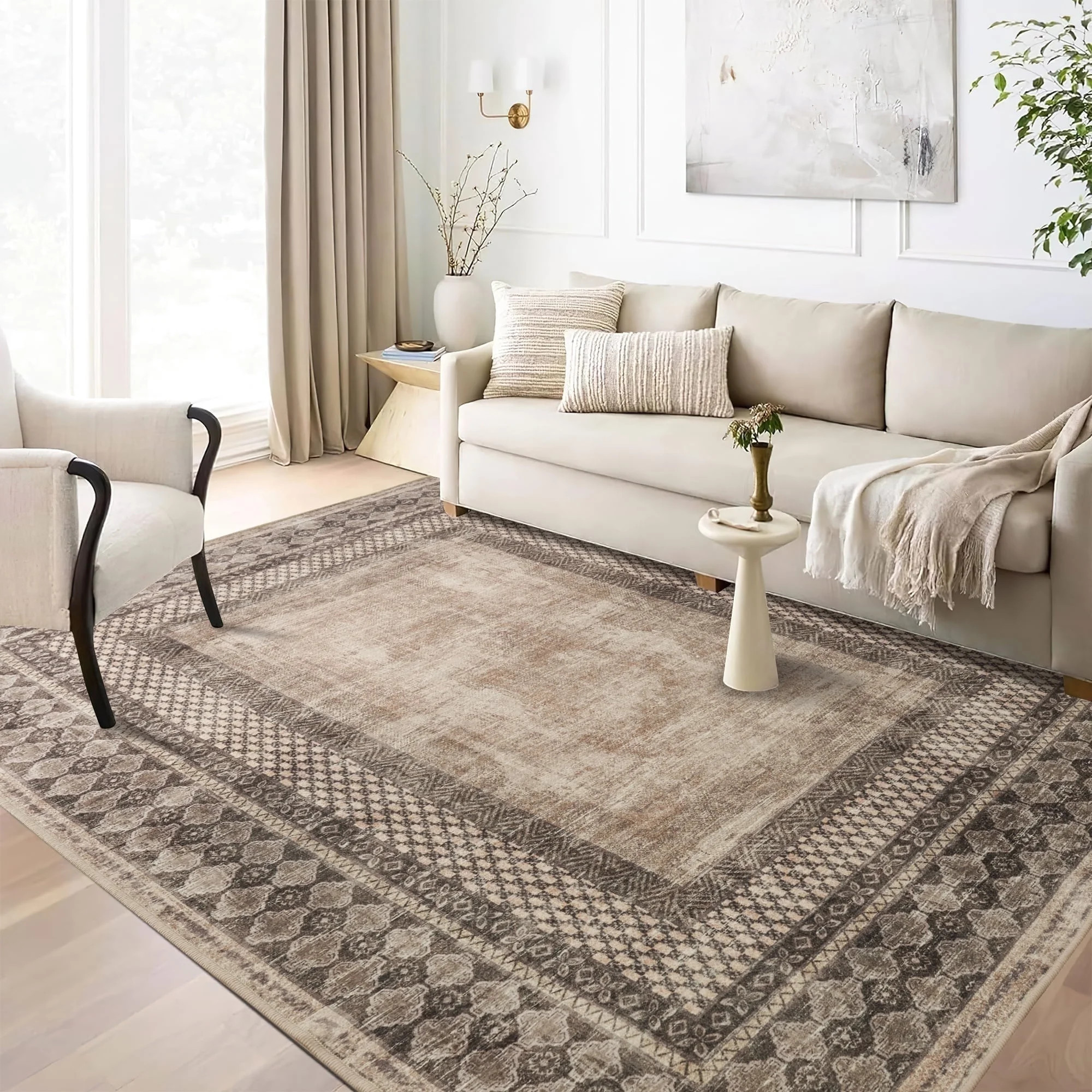 NICETOWN 5'x8' Washable Area Rug for Living Room, Non-Slip Machine Washable Rug Soft Stain Resist... | Walmart (US)