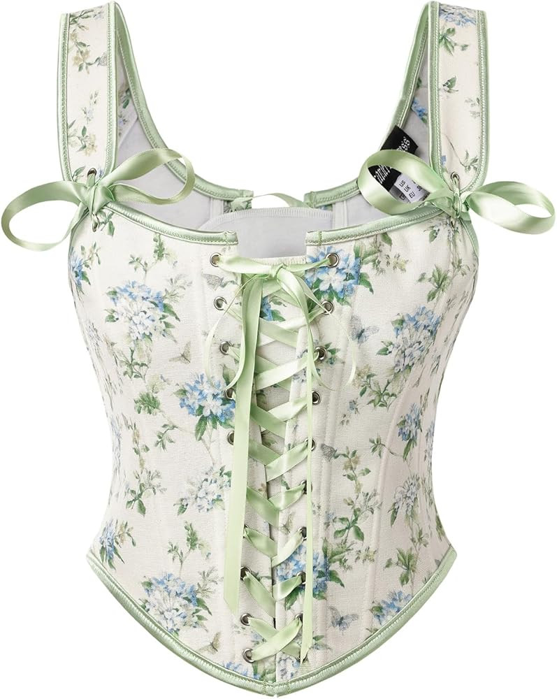 SCARLET DARKNESS Women Renaissance Corset Lace-up U-Neck Floral Corset Top Shapewear Bustier | Amazon (UK)