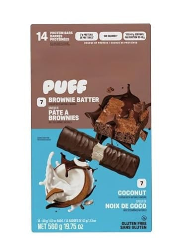 14 Count PUFF Protein Bars, Brownie Batter and Coconut Flavor, 14 Count, 17g Protein, Gluten Free, 19.75 oz | Amazon (US)