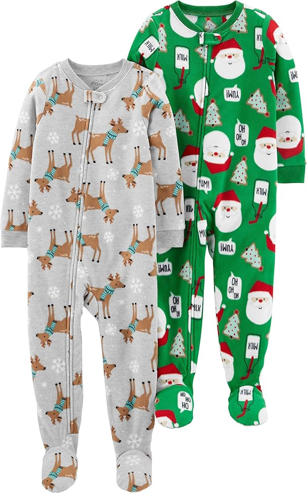 Simple Joys by Carter's Kids' Holiday Loose-fit Flame Resistant Fleece Footed Pajamas | Amazon (US)