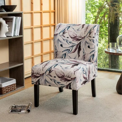 Modern Accent Chair, Purple Floral - Wood Legs Print Fabric Chair In Pattern Living Area Furniture | Wayfair North America
