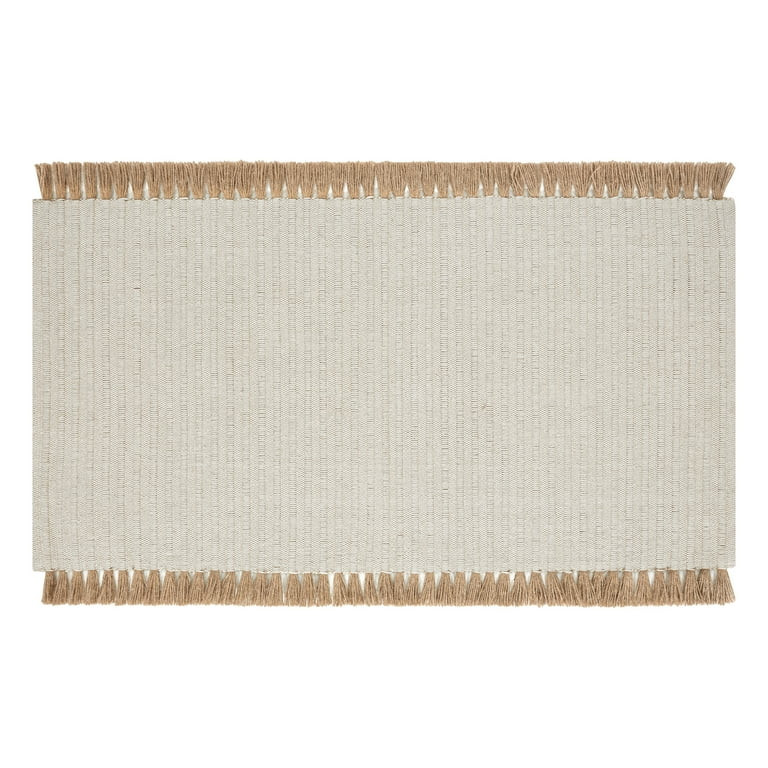 Beautiful Cotton Jute Accent Rug with Tassels by Drew Barrymore, 27" x 45", Neutral | Walmart (US)