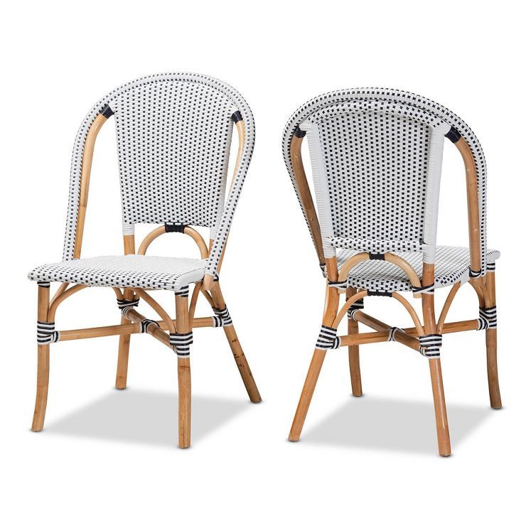 2pc Genica Weaving and Rattan Dining Chair Set Natural/Brown - Baxton Studio | Target