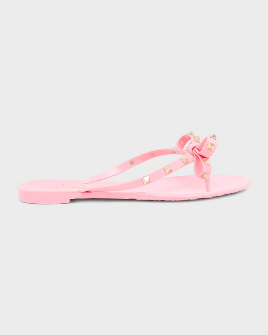 Valentino Garavani Rockstud PVC Flat Thong Sandals | Neiman Marcus