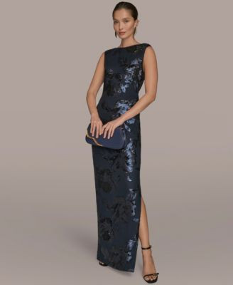 Women's Floral-Sequined Gown | Macy's