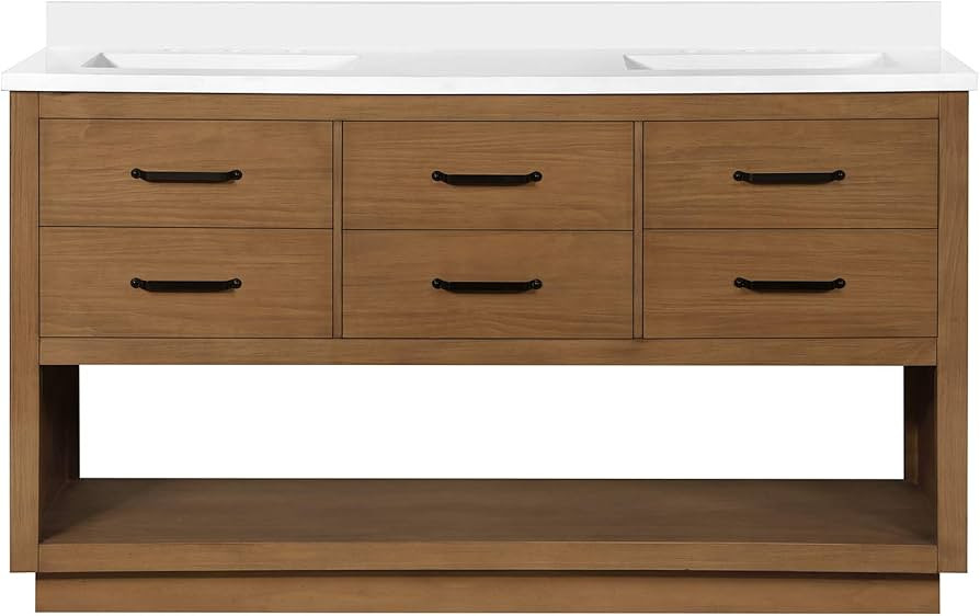 Ove Decors Carran 60" Double Undermount Sink Bathroom Vanity with Cultured Marble Countertop, Pre... | Amazon (US)
