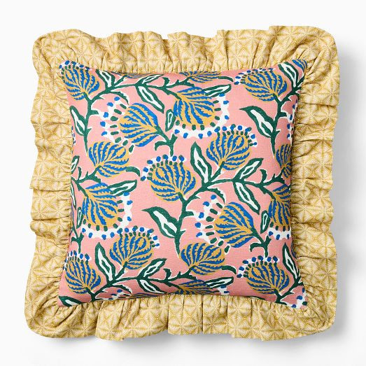 Vine Floral Ruffle Pillow Cover | West Elm (US)