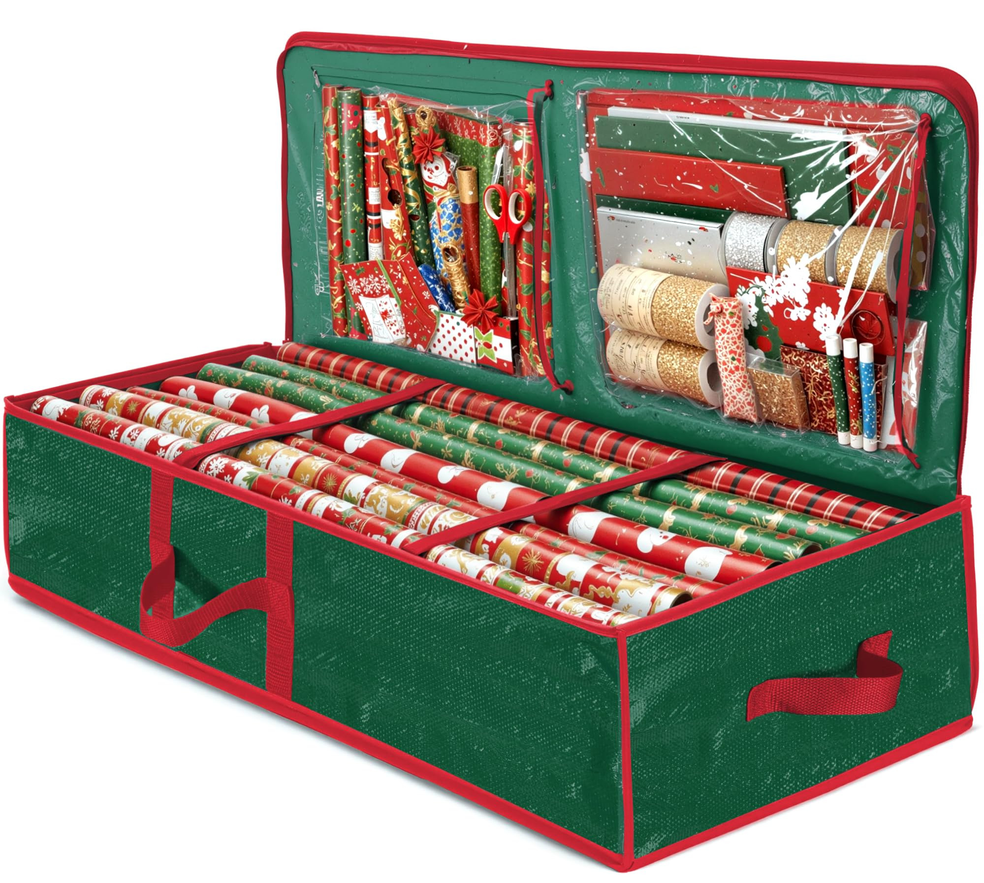 ZOBER Gift Wrapping Paper Organizer Storage - 40" Gift Wrap Storage Containers with Interior Pock... | Amazon (US)