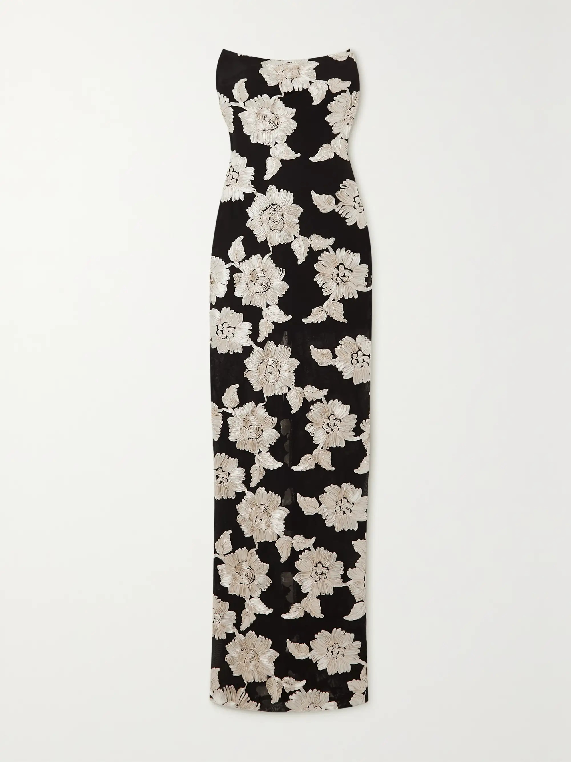 ROTATE BIRGER CHRISTENSEN Albertina appliquéd stretch recycled-mesh maxi dress | NET-A-PORTER | NET-A-PORTER (US)