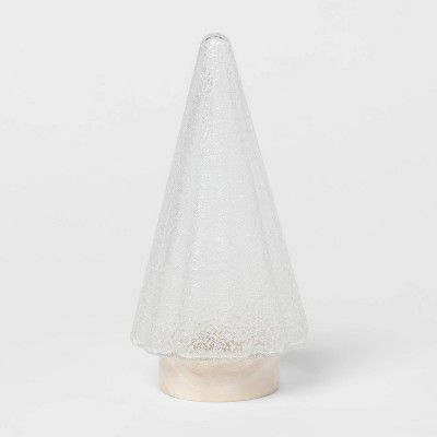 Small Decorative Glass Tree with Wood Base Figurine Clear - Threshold™ | Target
