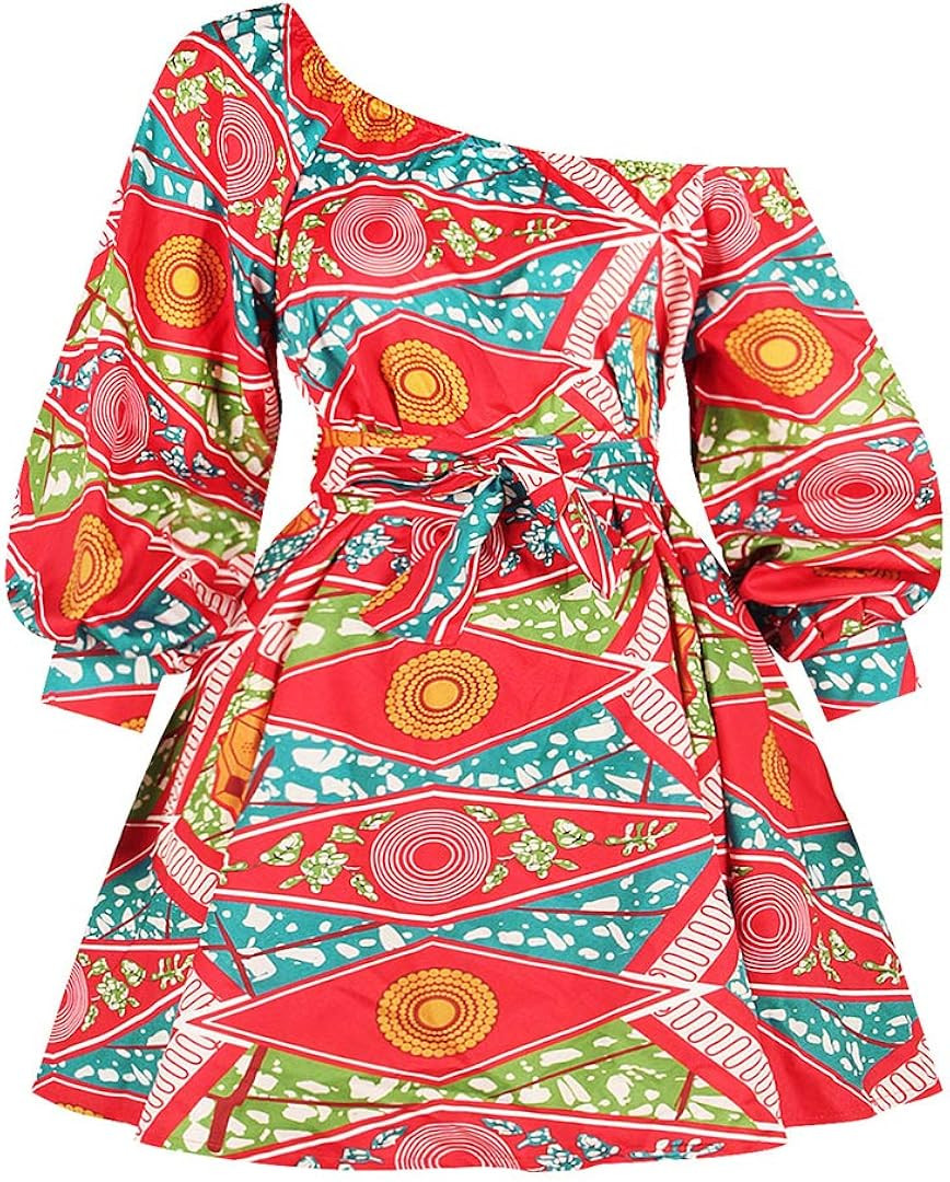 Multifit Women Boho Print Short Midi Dress Multi-Way Dress For Rave Club Party | Amazon (US)