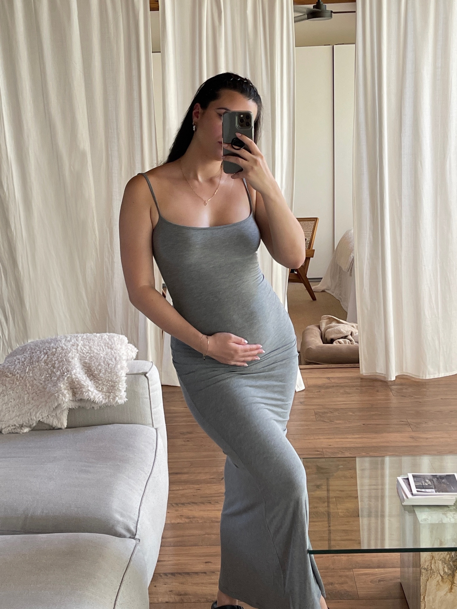 Skims lounge slip dress. Bump outfits. 

#LTKcurves #LTKbump #LTKfit