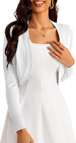 McVanedy Womens Cardigan Knit Tops Sweaters Soft Long Sleeve Bolero Cropped Cardigans S-XL | Amazon (US)