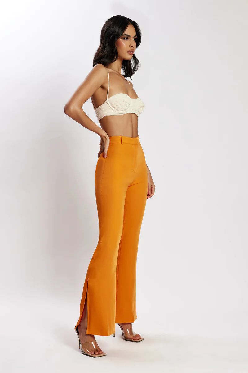 Arabella Flared Split Side Pants - Tangerine | MESHKI US