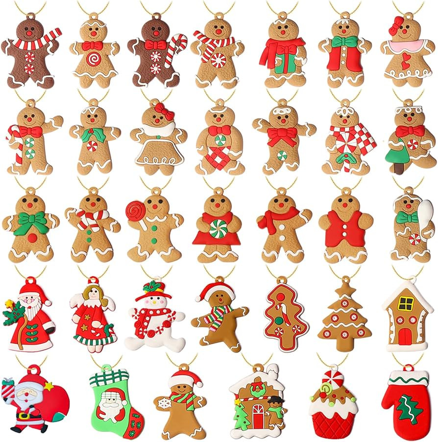 Amazon.com: Vercoo 34 Pack Large Christmas Gingerbread Ornaments Set Gingerbread Man Ornaments Gi... | Amazon (US)
