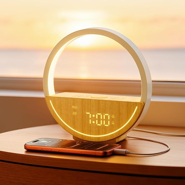 Vivilumens Alarm Clock with Sound Machine & Sunrise Lamp for Heavy Sleepers | Amazon (US)