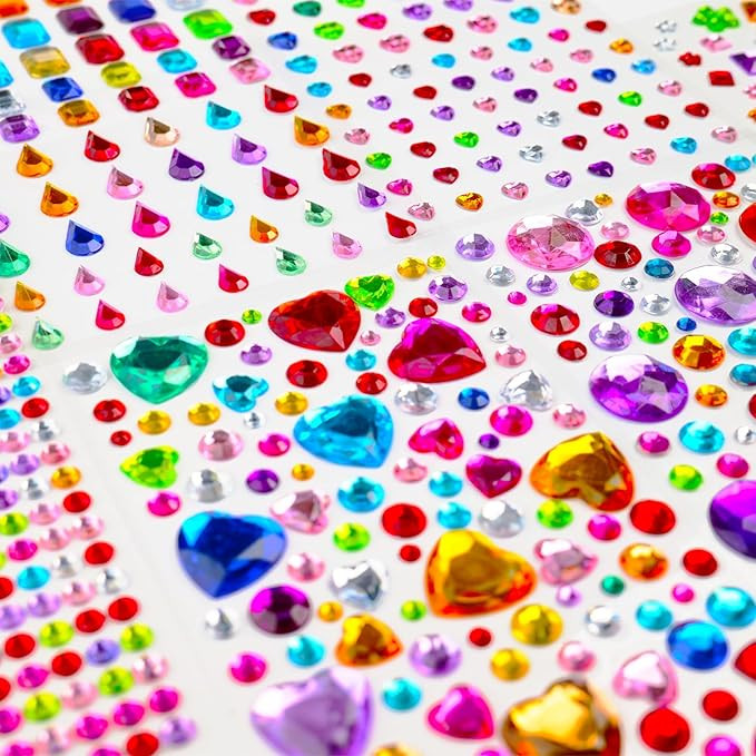 3500pcs Gem Stickers Jewels for Crafts，12 Sheets Rhinestone Stickers for DIY Craft，Stick on G... | Amazon (US)