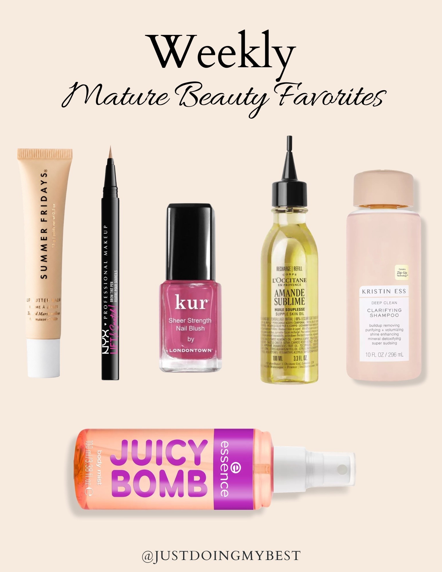 Weekly mature beauty favorites 
The Juicy Bomb was not my favorite.  Not bad but “young” smelling.
