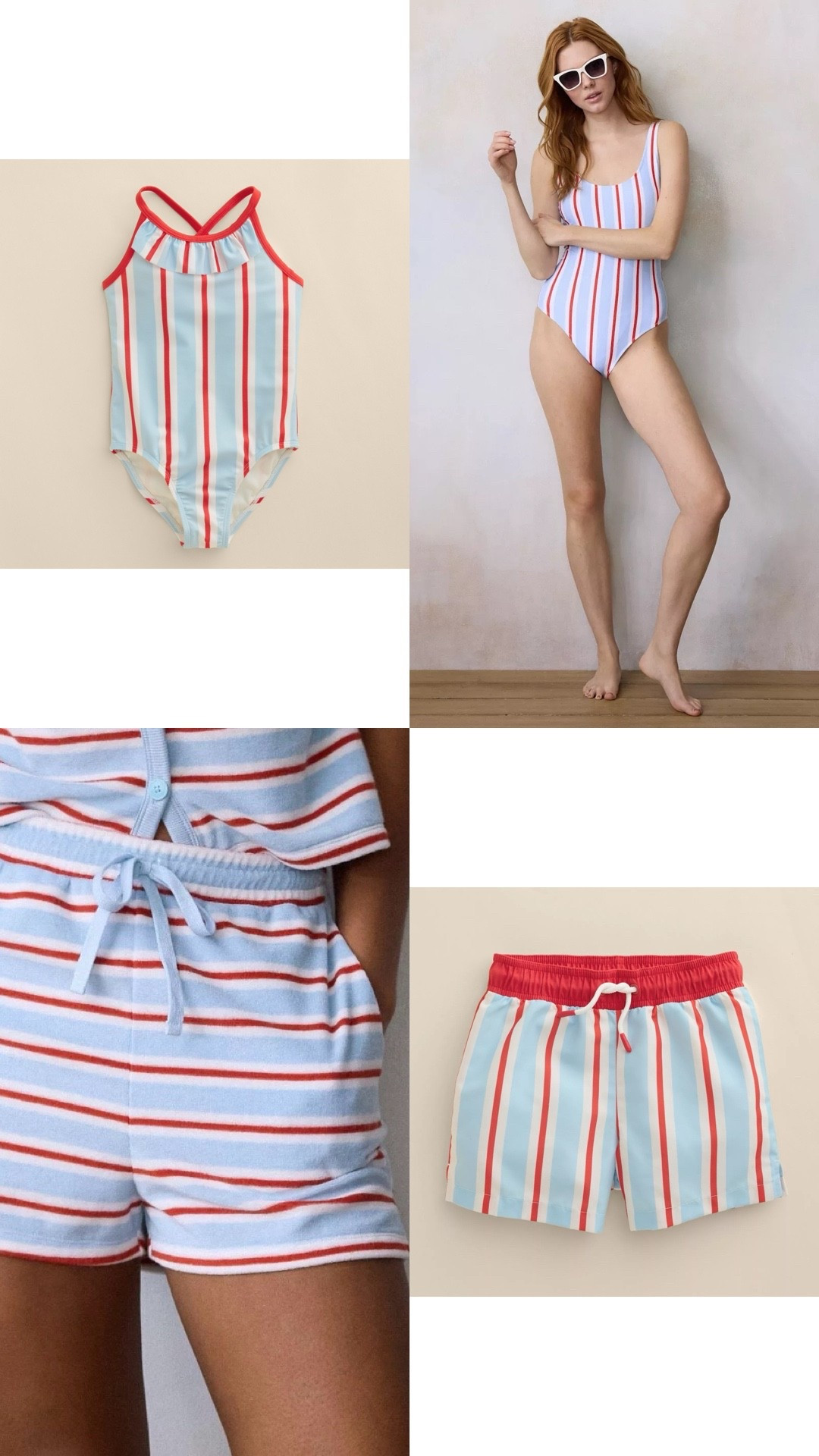 Americana red white and blue nautical patriotic striped bathing suits / mommy and me matching / sibling matching swim 

#LTKKids