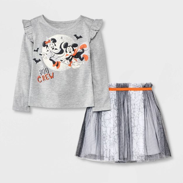 Toddler Girls' Disney Minnie Mouse Solid Tutu Top and Bottom Set - Gray | Target
