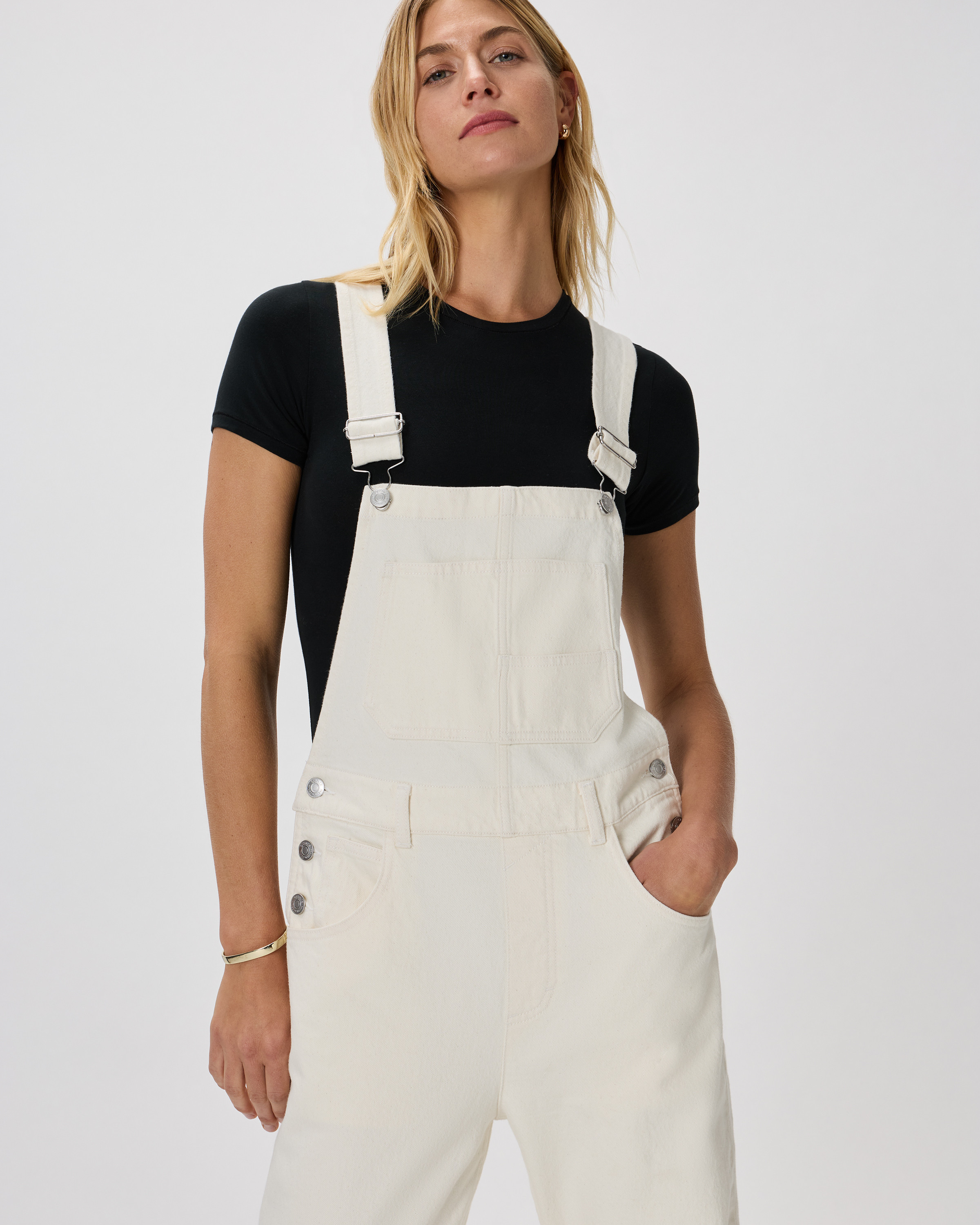 Quince | Women's 100% Organic Denim Overalls in Vintage White, Size Small, Organic Cotton | Quince