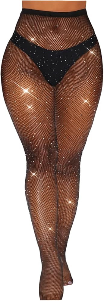 Jusback Rhinestone Fishnet Stockings Sparkle Tights Hollow Out Pantyhose | Amazon (CA)