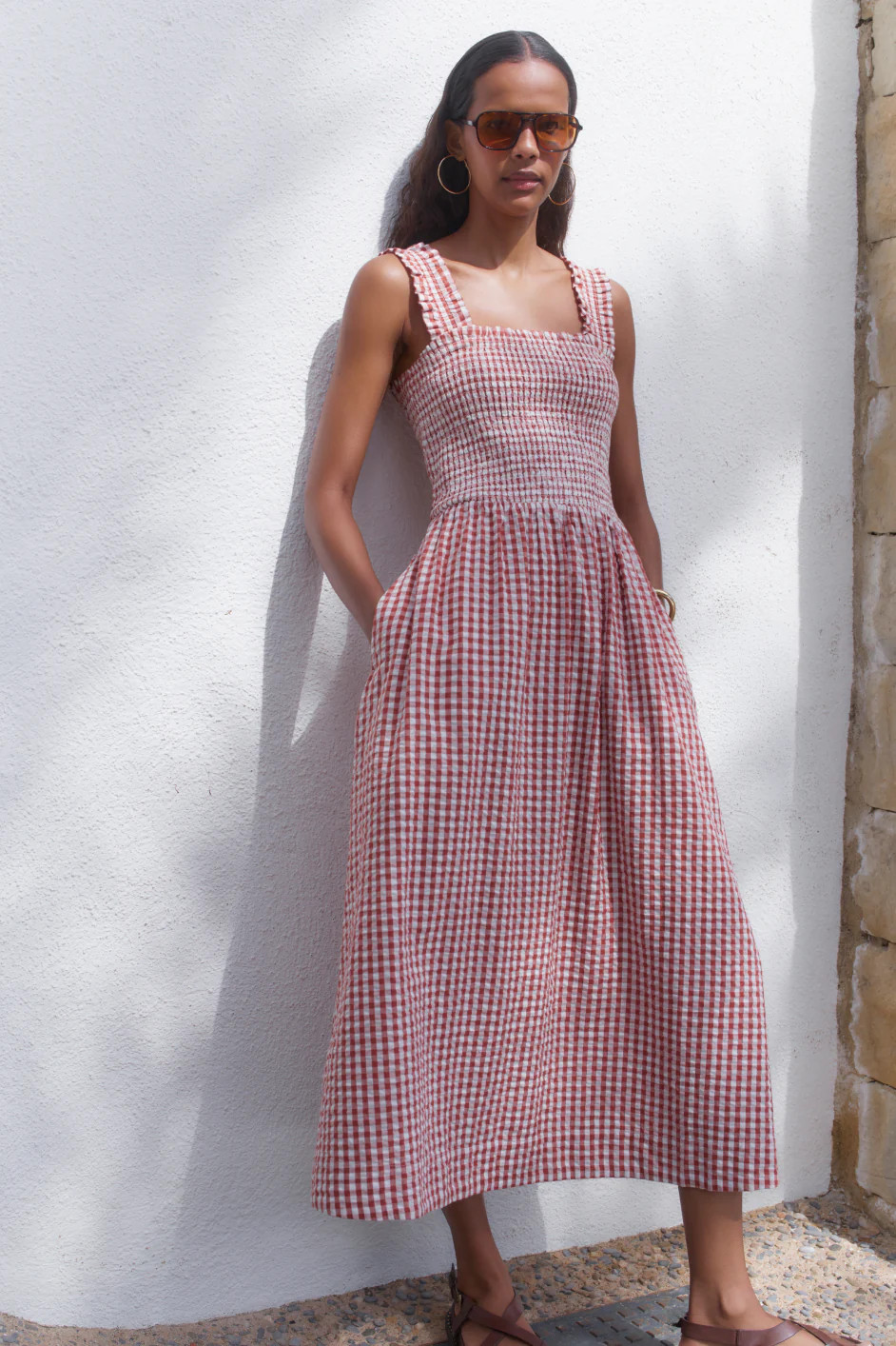 Bliss Dress - Cinnamon Red/Ivory Gingham | WYSE London