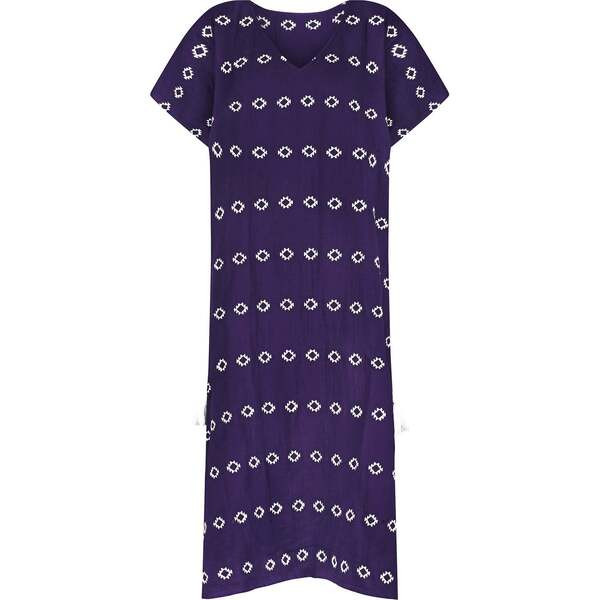 Women's Capucine Maxi Caftan Embroidered Dress, Navy | Maisonette