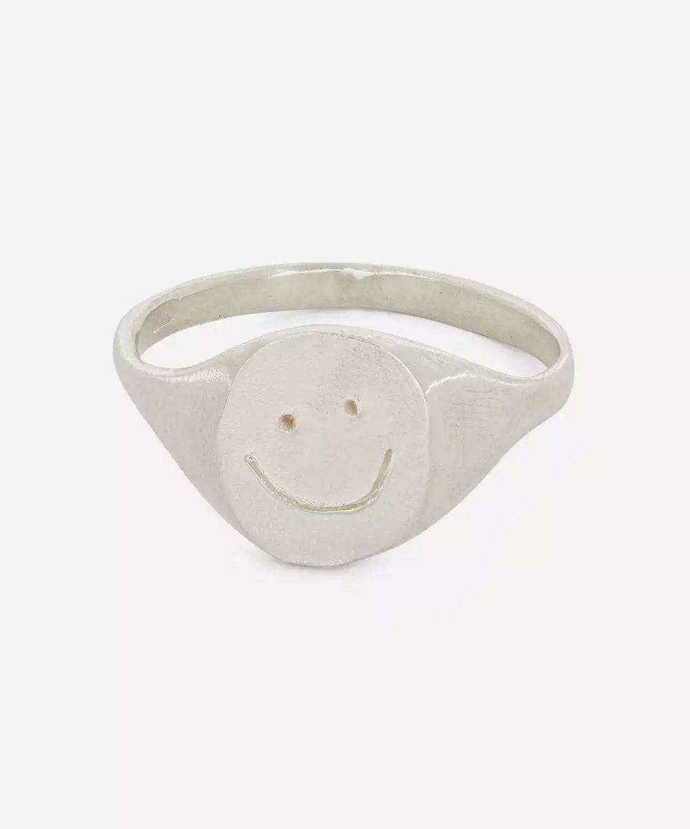 Silver Happy Face Signet Ring | Liberty London (UK)