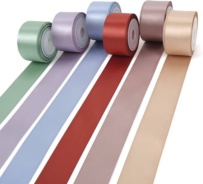 UnionJoy 1 Inch Elegant Satin Ribbon 6 Colors 30 Yards Double Face Satin Ribbon Set Morandi Color... | Amazon (US)