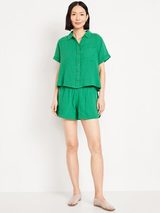 High-Waisted Crinkle Gauze Shorts -- 4-inch inseam | Old Navy (CA)