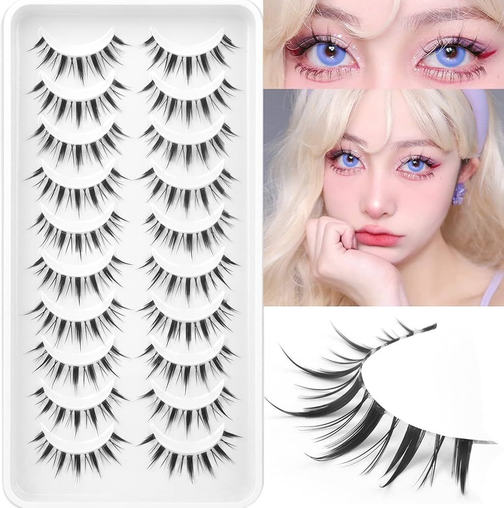 Manga Lashes Natural Look Anime False Eyelashes Individual Wispy Korean Makeup Eye Lashes Cluster... | Amazon (US)