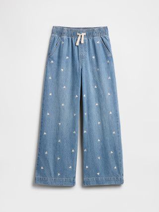 Kids High Rise Pull-On Wide-Leg Jeans | Gap Factory