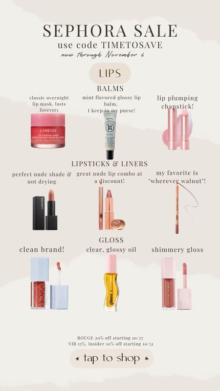 Sephora sale lip picks 

#LTKHolidaySale #LTKsalealert #LTKbeauty