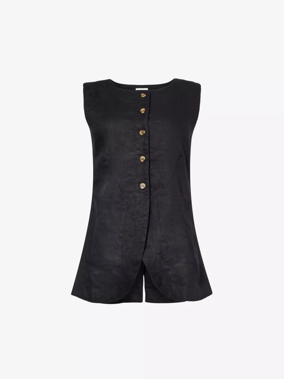 Emma button-down linen waistcoat | Selfridges