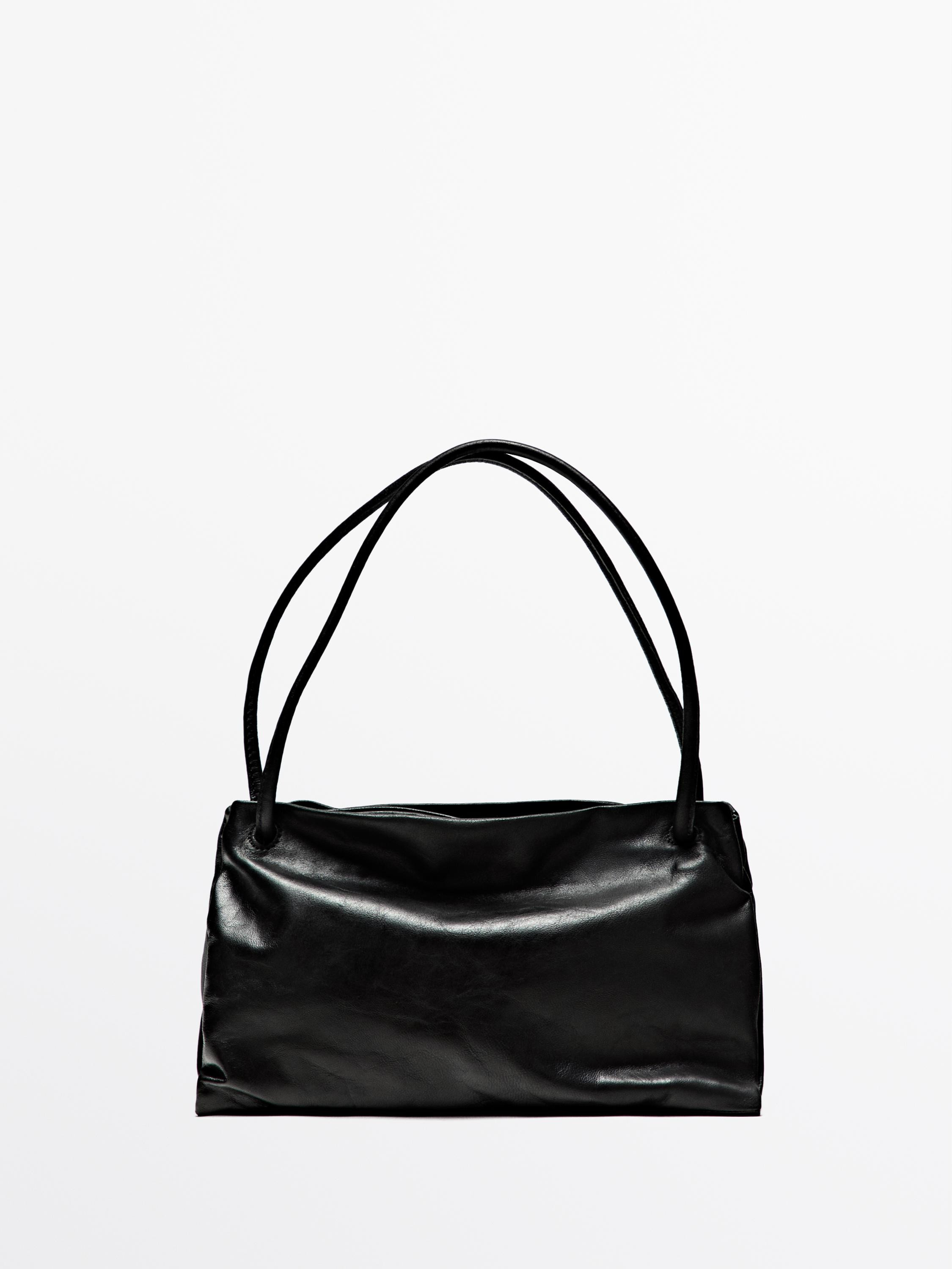 Small nappa leather bag with compartments | Massimo Dutti UK