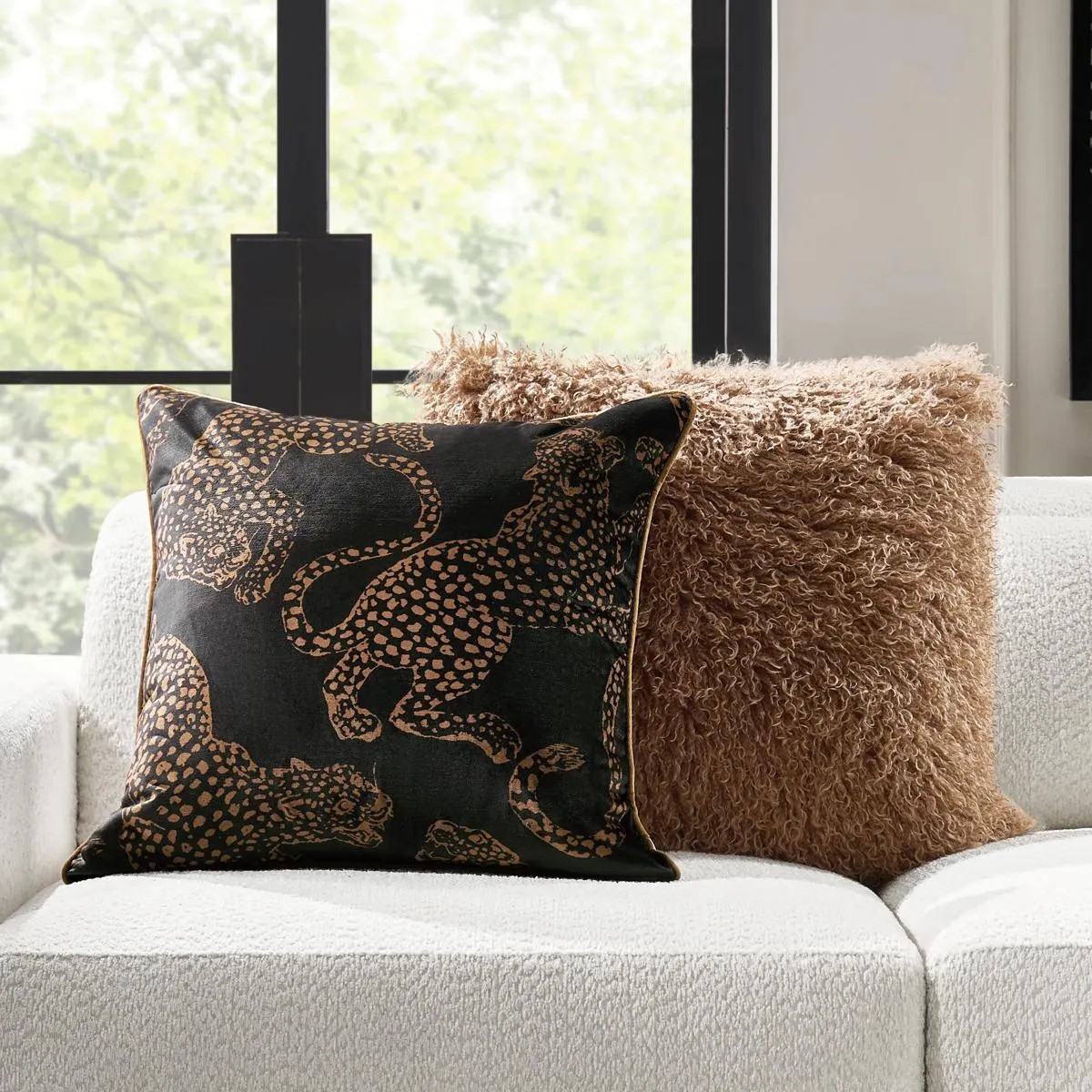 Micah Faux Mongolian Pillow | Mocha brown | Z Gallerie | 22" X 22" | Faux Mongolian fur | Z Gallerie