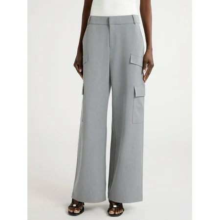 Scoop Women's and Women's Plus Faux Wool Wide Leg Cargo Pants, 32’’ Inseam, Sizes 0-28W | Walmart (US)