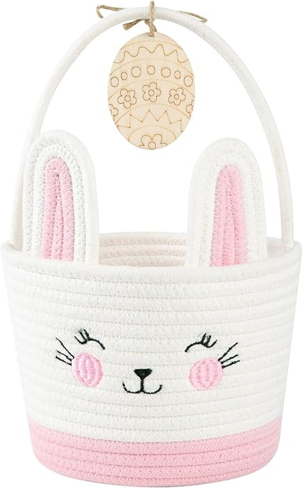 Personalized Easter Basket for Toddler, Woven Baby Easter Gifts Basket with Handle, Empty Bunny E... | Amazon (US)